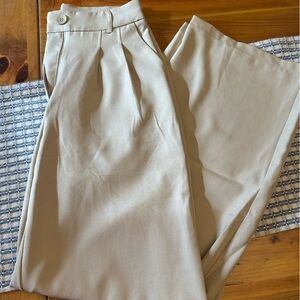 Princess Polly High-Waist Tailored Trousers in Light Beige